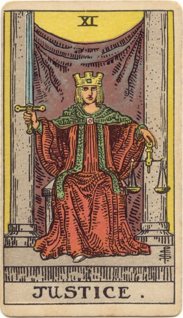 sprawiedliwość rider waite tarot card set