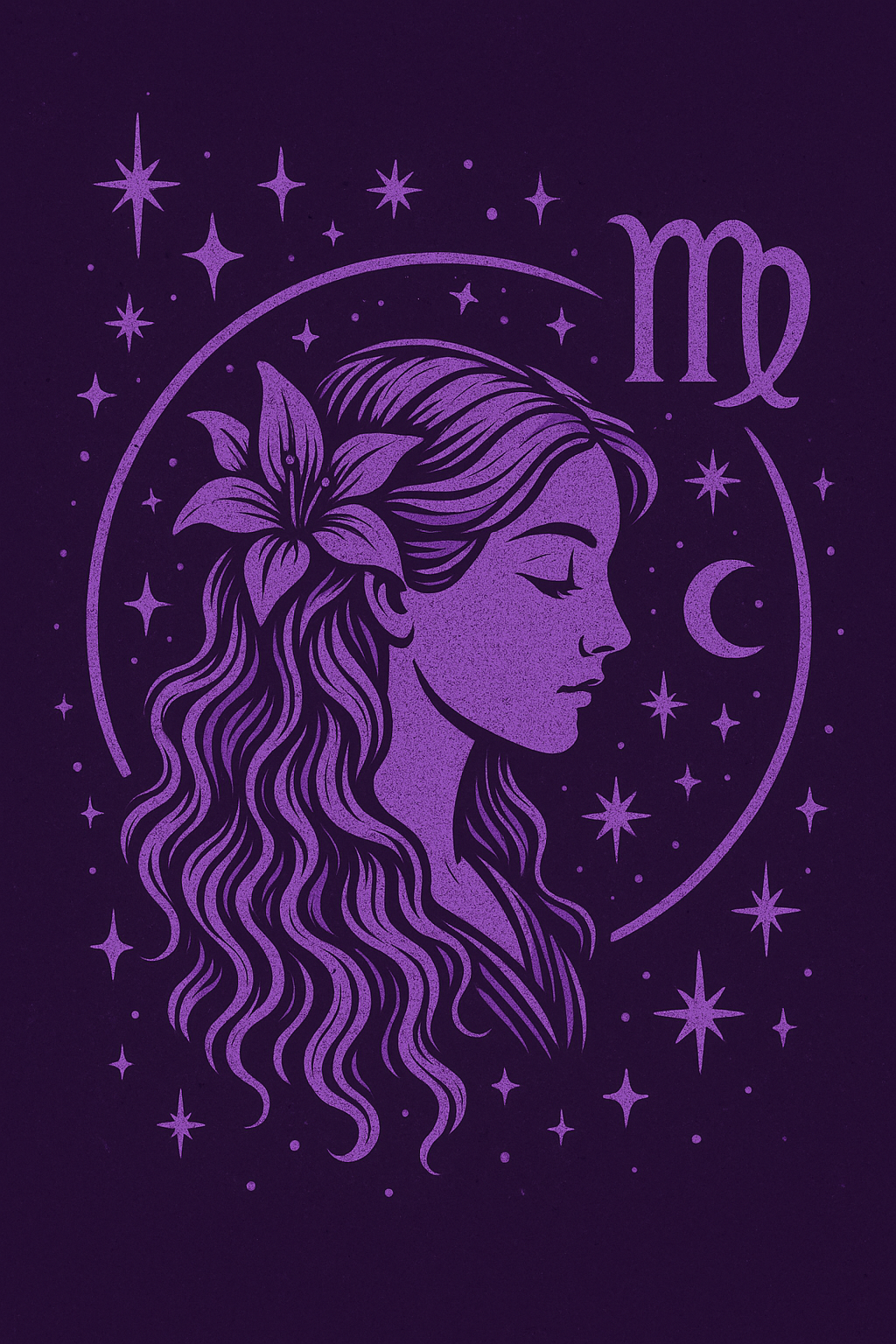 znak zodiaku panna na fioletowym tle