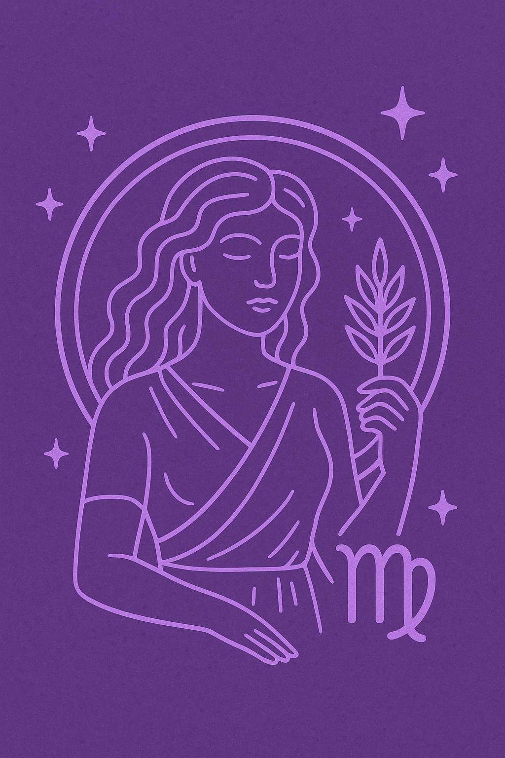 znak zodiaku panna na fioletowym tle