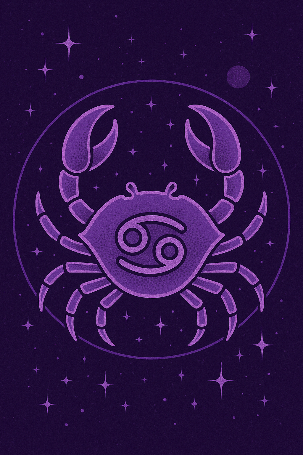 Znak zodiaku rak na fioletowym tle