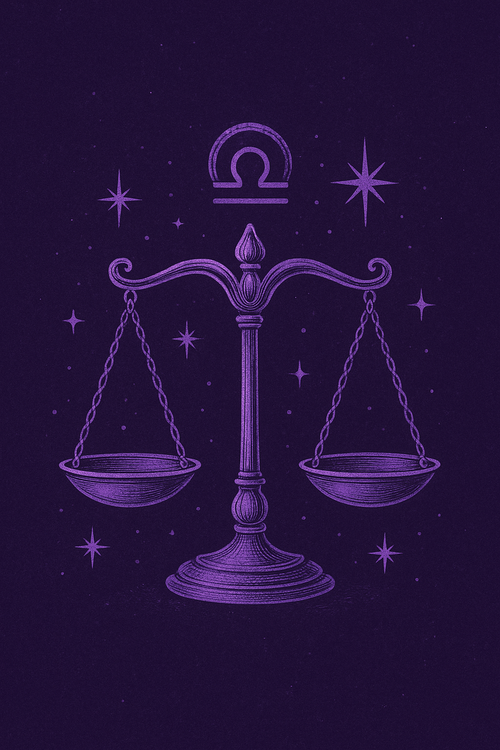 Waga znak zodiaku na fioletowym tle