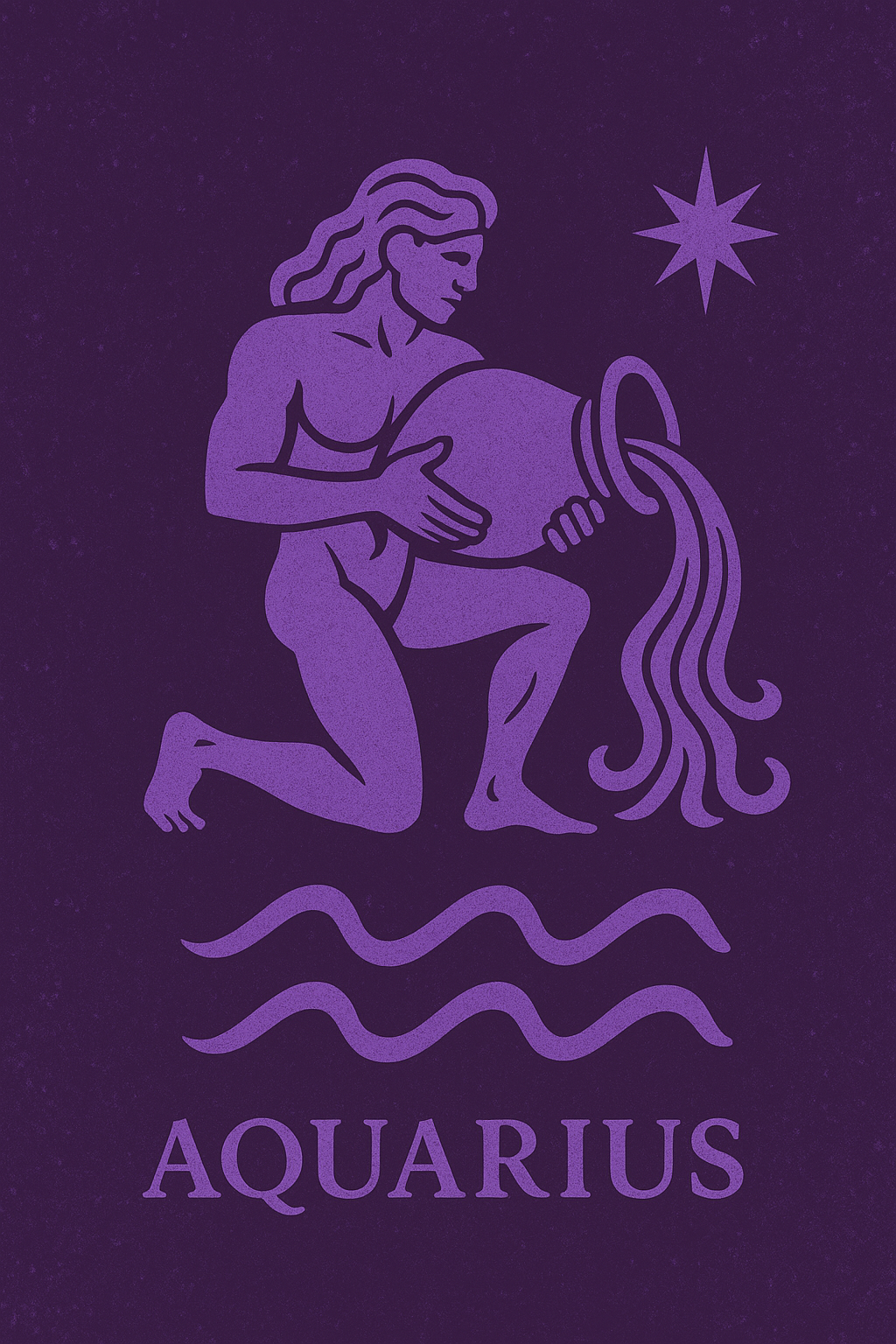 Znak zodiaku wodnik na fioletowym tle