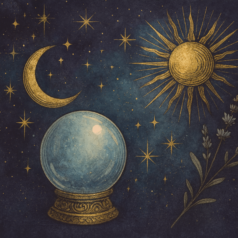 kula do wróżenia słońce i księżyc na tle kosmosu